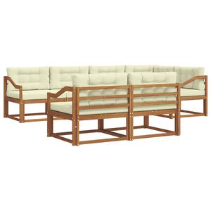vidaXL Lauko sofos komplektas su pagalve 7 pcs Natūralus ir grietinėlė