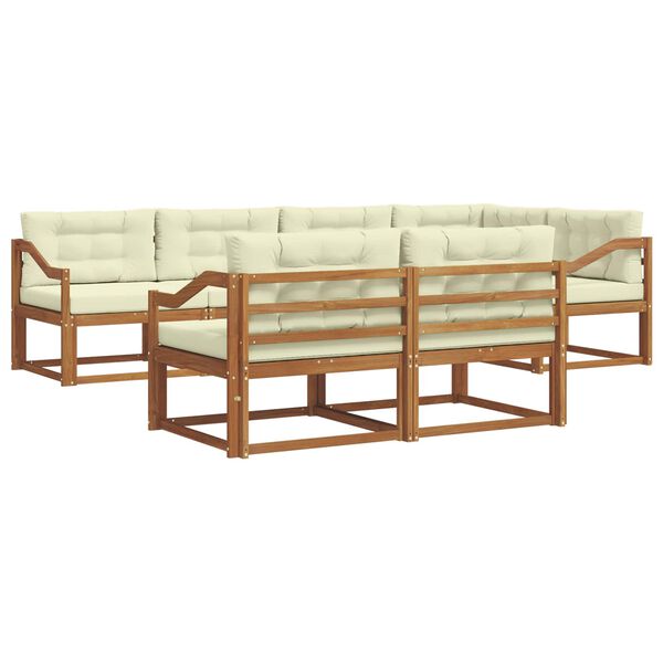 vidaXL Lauko sofos komplektas su pagalve 7 pcs Natūralus ir grietinėlė