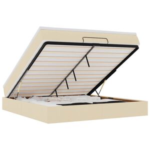 vidaXL Osmanų lovos rėmas su čiužiniu, kreminis, 160x200 cm, audinys