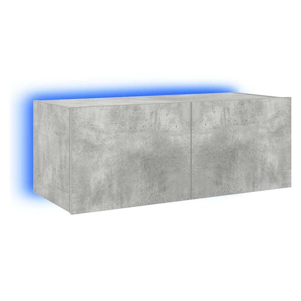 vidaXL Sieninė TV spintelė su LED lemputėmis, betono pilka, 80x35x31cm