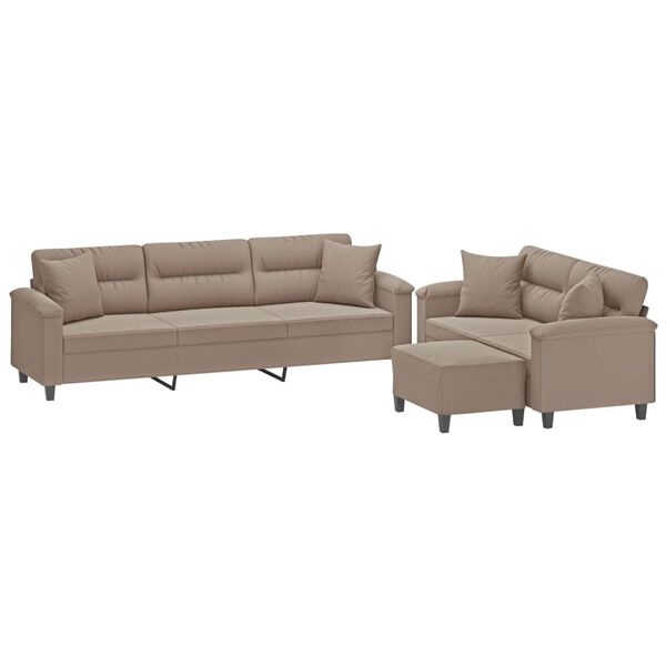 vidaXL Sofos komplektas su pagalvėmis, 3 dalių, taupe, audinys