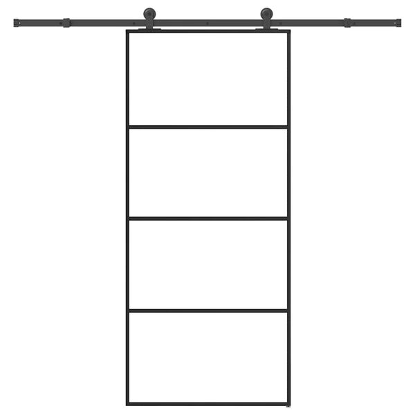vidaXL Stumdomos durys su įrangos rinkiniu, 90x205cm, ESG ir aliuminis