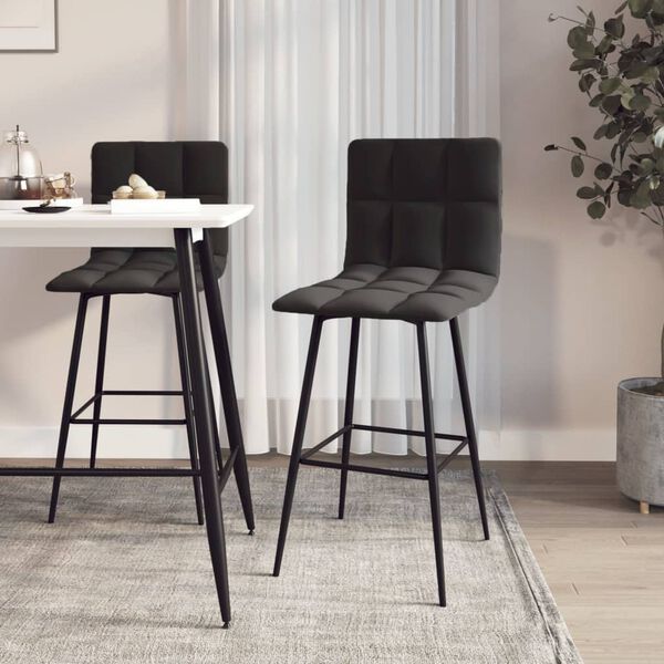 vidaXL Baro taburetės, 2vnt., juodos spalvos, aksomas