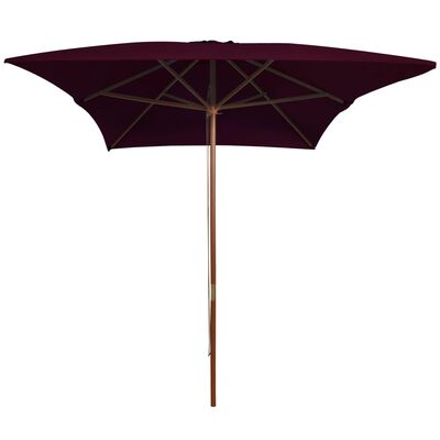 vidaXL Lauko skėtis su mediniu stulpu, tamsiai raudonas, 200x300cm