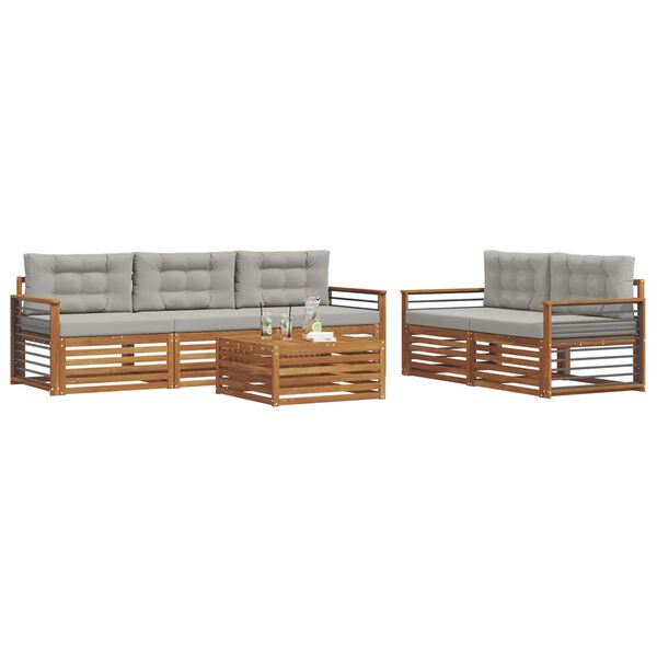 vidaXL Lauko sofos komplektas 6 pcs Natūrali ir &scaron;viesiai pilka