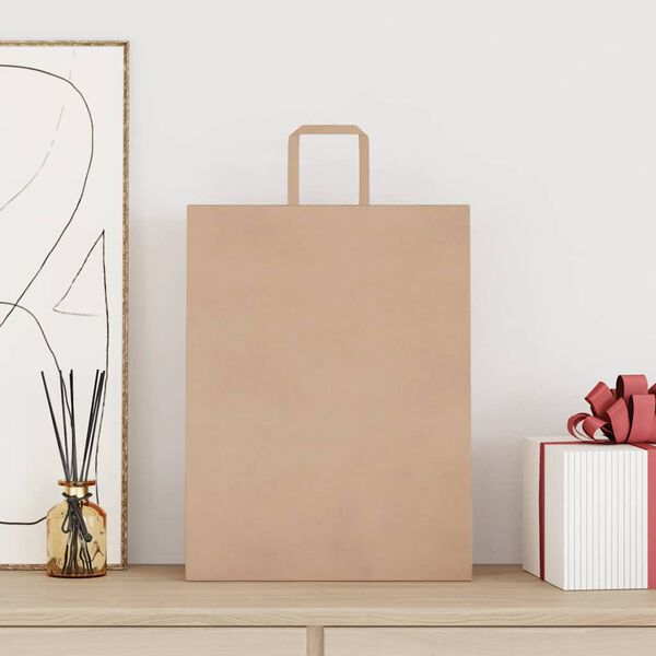 vidaXL Popieriniai mai&scaron;eliai, 50vnt., su rankenomis, rudos, 32x12x42cm