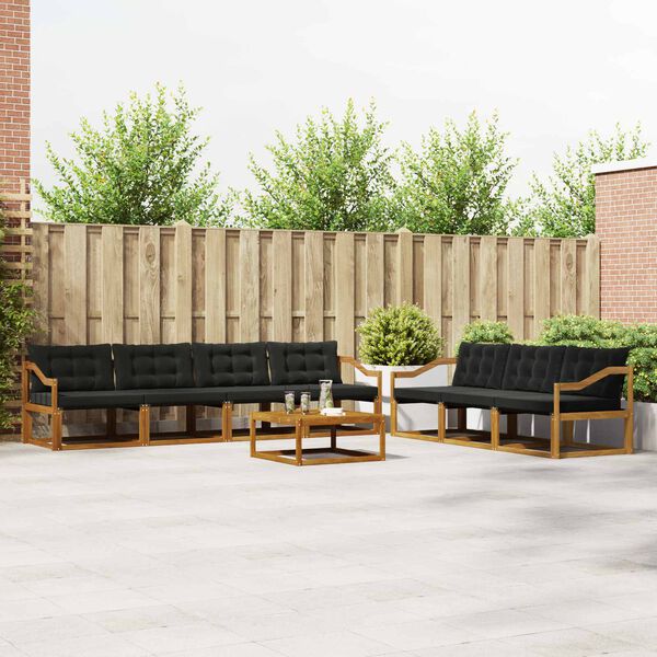 vidaXL Lauko sofos komplektas su pagalve 8 pcs Natūrali ir juoda