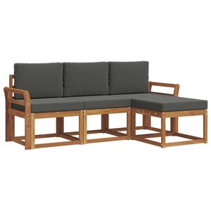 vidaXL Lauko sofos komplektas su pagalve 4 pcs Natūralus ir antracitas