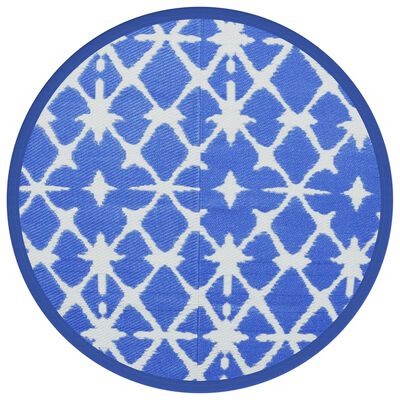 vidaXL Lauko kilimas, mėlynos ir baltos spalvos, 200cm skersmens, PP