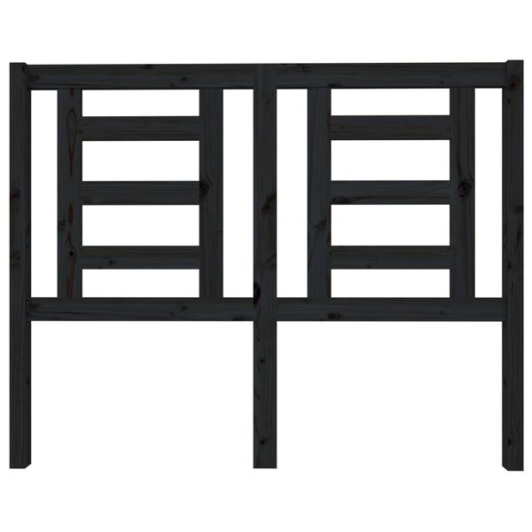 vidaXL Lovos galvūgalis, juodas, 126x4x100cm, pu&scaron;ies medienos masyvas