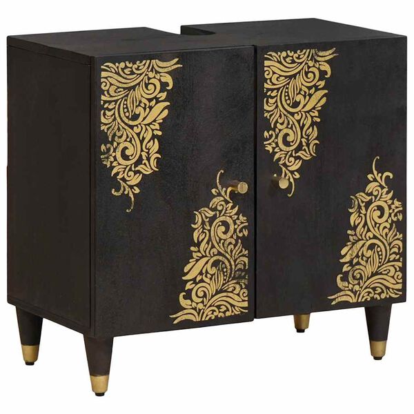 vidaXL Vonios spintos komplektas 4 pcs Juoda Kietas mango medis