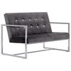 vidaXL Dvivietė sofa su porankiais, tamsiai pilka, chromas ir aksomas