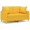 vidaXL Dvivietė sofa su pagalvėmis, &scaron;viesiai geltona, 120cm, audinys