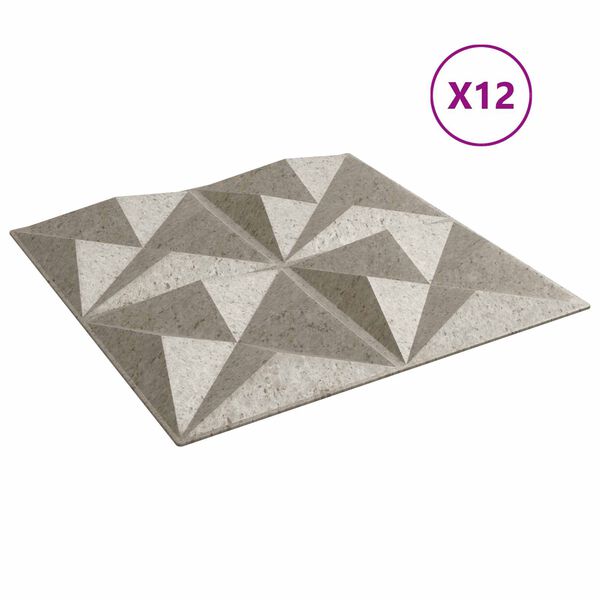vidaXL Sienų plok&scaron;tės 12 pcs Origami Beton 50 x 50 cm XPS Putplastis