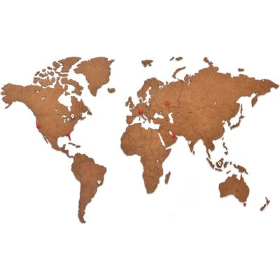 MiMi Innovations Sienos dekoracija-žemėlapis Luxury, rudas, 90x54cm