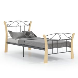 vidaXL Lovos rėmas, juodos spalvos, 90x200cm, metalas