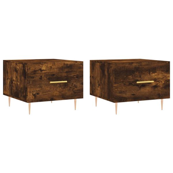 vidaXL Kavos staliukai, 2vnt., dūminio ąžuolo, 50x50x40cm, mediena