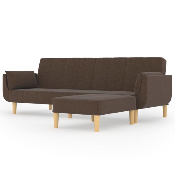 vidaXL Dvivietė sofa-lova su pakoja ir pagalvėmis, ruda, audinys
