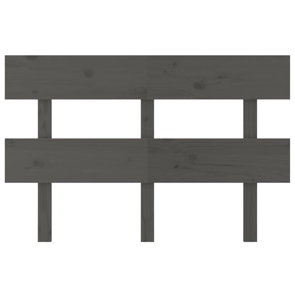vidaXL Lovos galvūgalis, pilkas, 124x3x81cm, pu&scaron;ies medienos masyvas