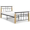 vidaXL Lovos rėmas, 90x200cm, metalas ir ąžuolo medienos masyvas