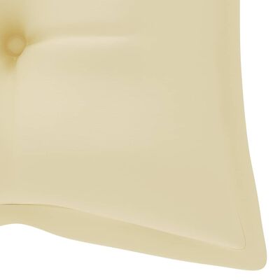 vidaXL Sodo suoliukas su kremine pagalvėle, 120cm, tikmedžio masyvas