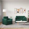 vidaXL Sofa 2 pcs Tamsiai žalia