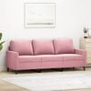 vidaXL Trivietė sofa, rožinės spalvos, 180cm, aksomas
