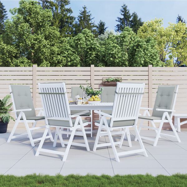 vidaXL Kėdės pagalvėlės, 6vnt., &scaron;viesiai pilkos, 120x50x4cm, audinys