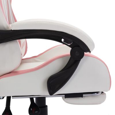 vidaXL Žaidimų kėdė su LED lemputėmis, rožinė ir balta, dirbtinė oda