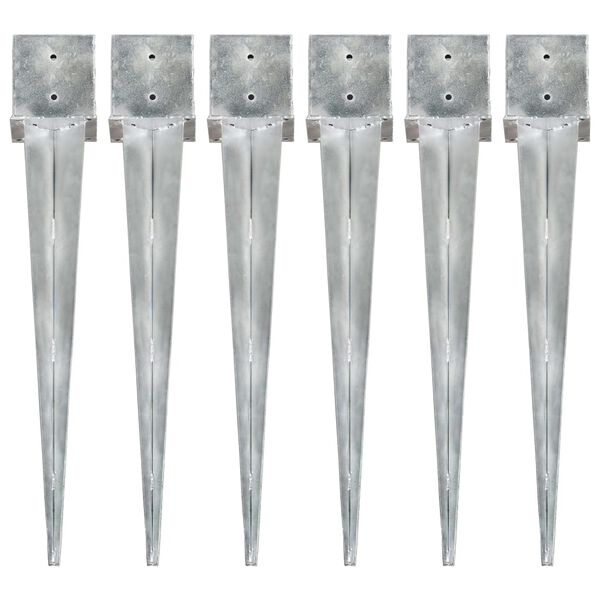 vidaXL Smeigiami kuoliukai, 6vnt., sidabriniai, 14x14x91cm, plienas