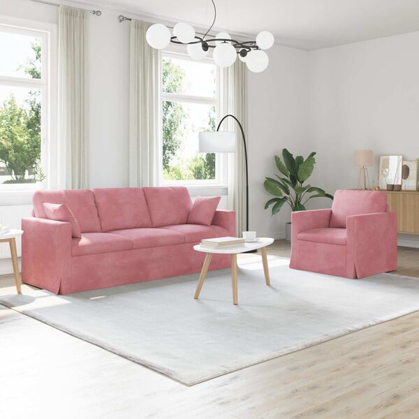 vidaXL Sofa 2 pcs Rožinė 198 x 78 x 80 cm Aksomas