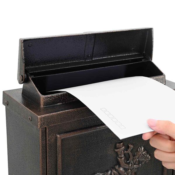 vidaXL Sienoje Montuojama Pa&scaron;to Dėžutė Bronzinė 29 x 13 x 41 cm