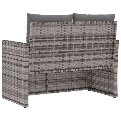 vidaXL Sodo suoliukas su pagalvėlėmis, pilkas, 105cm, poliratanas