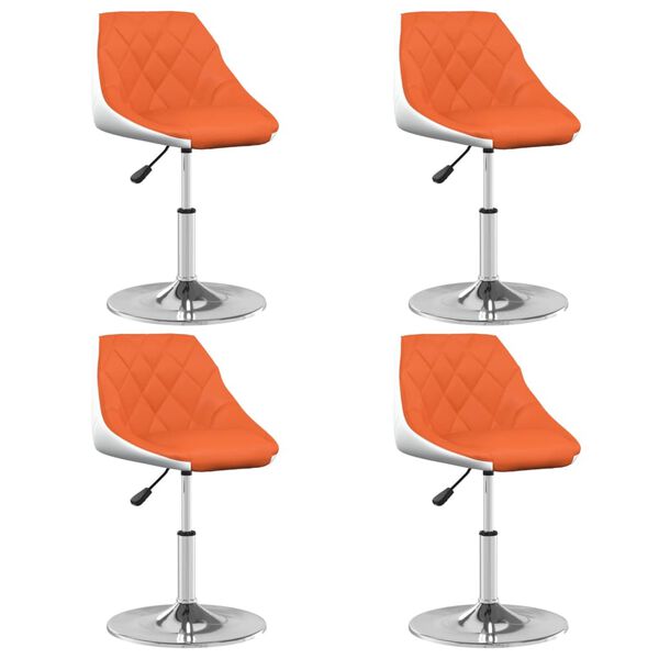 vidaXL Pasukamos valgomojo kėdės, 4vnt., oranžinės/baltos, oda