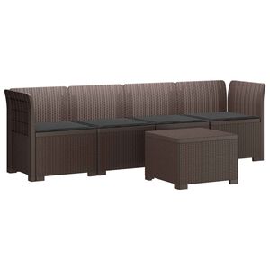 vidaXL 4 vietų sodo sofa su pagalvėmis pintinės i&scaron;vaizdos PP Ruda