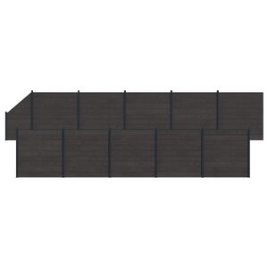 vidaXL Tvoros rinkinys 11 vnt. 1830 x 186 cm WPC ir aliuminis Juoda