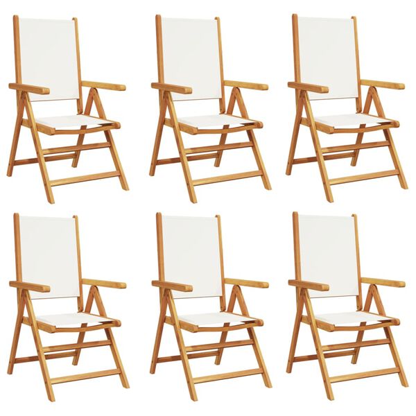 vidaXL Atlo&scaron;iamos sodo kėdės, 6vnt., kreminės, audinys ir mediena