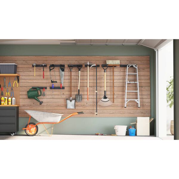 vidaXL Sieniniai sodo įrankių laikikliai, 8vnt., juodi, plienas