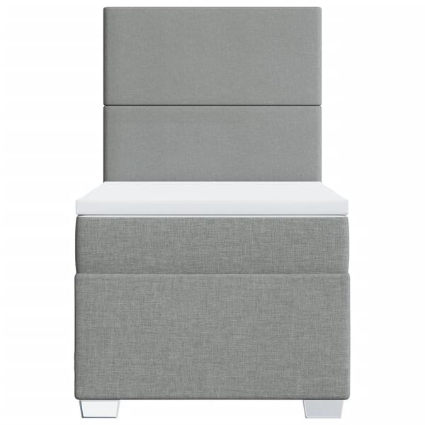 vidaXL Lova su spyruoklėmis ir čiužiniu, pilka, 100x200cm, audinys