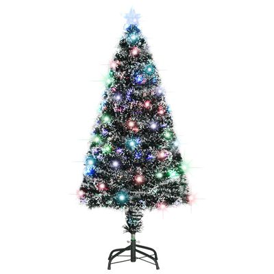 vidaXL Apšviesta Kalėdų eglutė su stovu, 120cm, optinis pluoštas