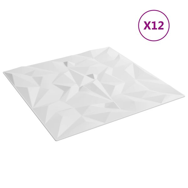 vidaXL Sienų plok&scaron;tės 12 pcs Baltas 50 x 50 cm XPS Putplastis