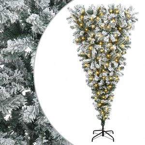 vidaXL Apverstas dirbtinis Kalėdų eglutė su &scaron;akomis 120 cm 150 LED