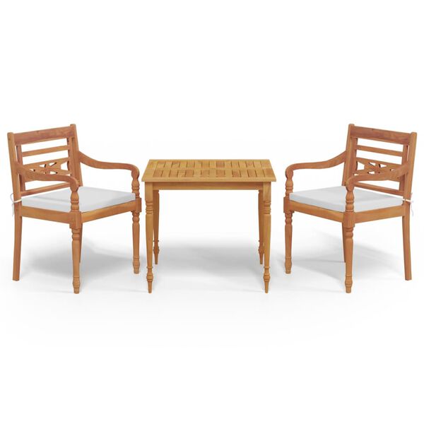 vidaXL Sodo komplektas su pagalvėlėmis, 3 dalių, tikmedžio masyvas