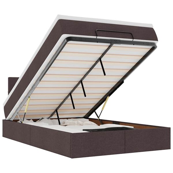 vidaXL Osmanų lovos rėmas su čiužiniu, rudas, 120x190 cm, audinys