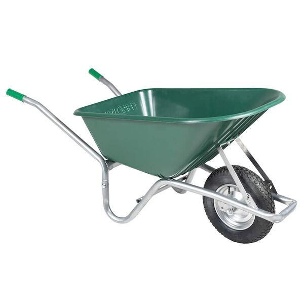 vidaXL Wheelbarrow Green 90 L 150 kg Cinkuotas plienas ir plastikas