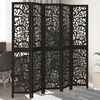 vidaXL Kambario pertvara, 5 segmentai, juoda, paulovnijos masyvas