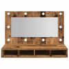 vidaXL veidrodinė spintelė su LED Old Wood 90x31,5x62 cm