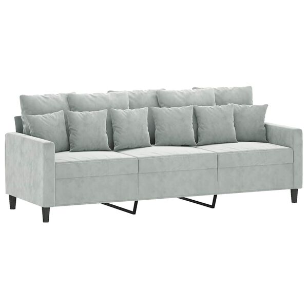 vidaXL Trivietė sofa, &scaron;viesiai pilkos spalvos, 180cm, aksomas