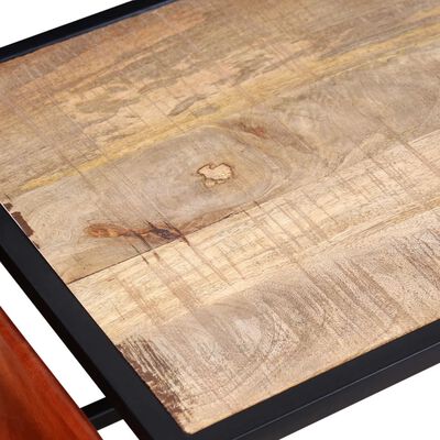 vidaXL Kavos staliukas su tikros odos žurnalų laikikliu, 110x50x45cm
