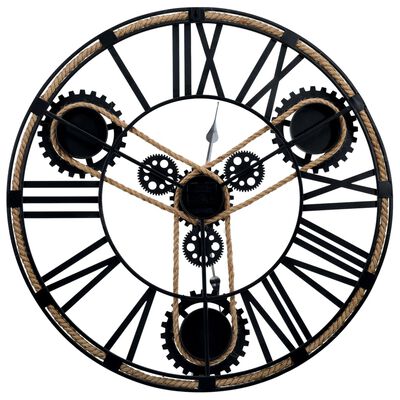 vidaXL Sieninis laikrodis, juodos spalvos, 70 cm, metalas